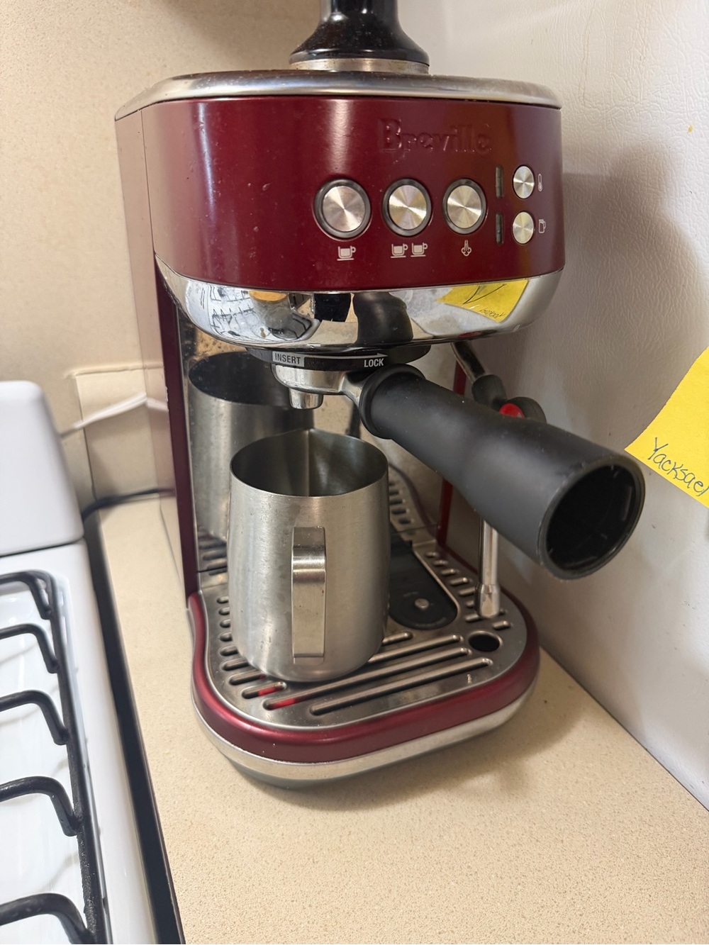 Breville Burgundy Espresso Maker with Steam Wand